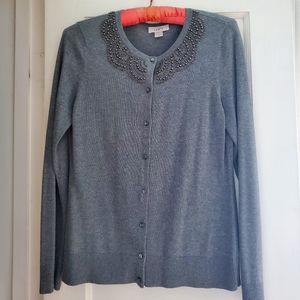 Loft Gray, Beaded Cardigan